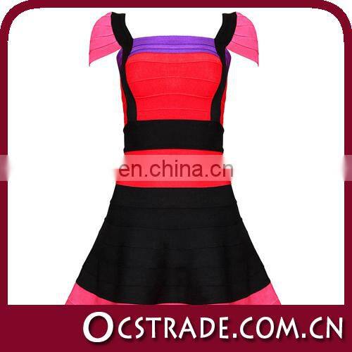 2015 cap sleeves cocktail dresses pregnant women A line colorful design