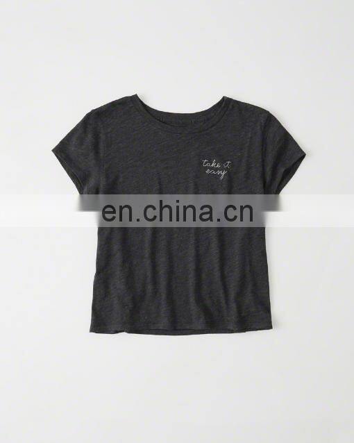 basic wear women clothing print logo short sleeve t shirt comfortable 100%cotton t shirt for girls