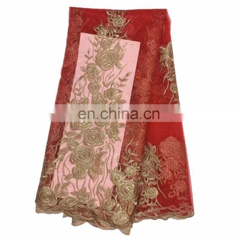 African styles net lace top quality trending French lace fabric with sequins women dress B16032710