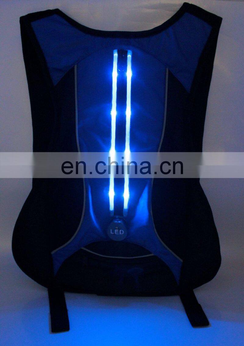 New Arrival LED Flashing Canvas Backpack flashing backpack flashing strips for school bags