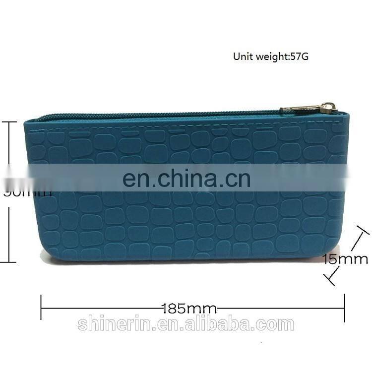 Custom Embossed Desgin Silicone Pencil Pouch Zipper Fashion Ladies Hand Clutch Purse Wallet