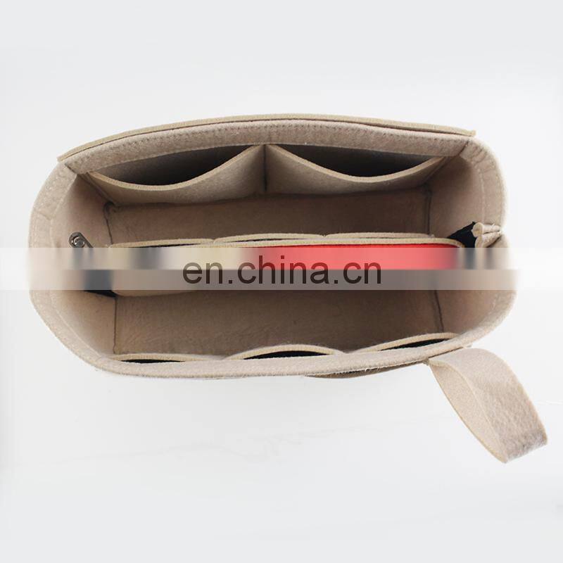 yellow color Hot selling cosmetic handbag purse felt make up organizer bag