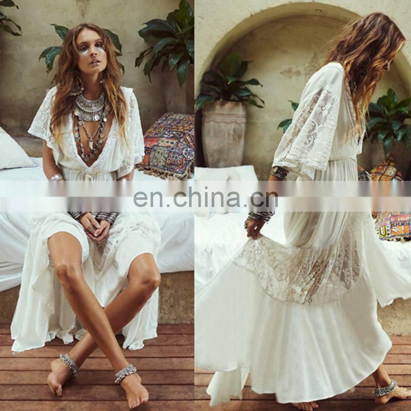 New Long Beach Dress Cotton Lace Beach Cover up Pareos de Playa Mujer Bikini cover up Saida de Praia Swimsuit Cover up