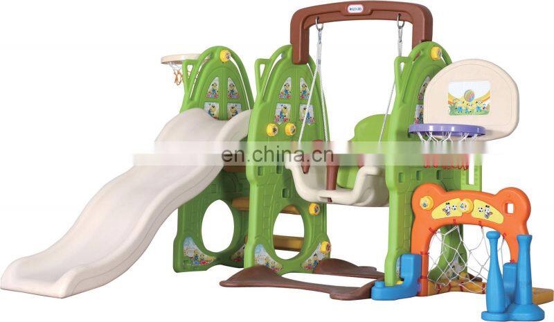 Kindergarten plastic swings equipment with ball pool and slide