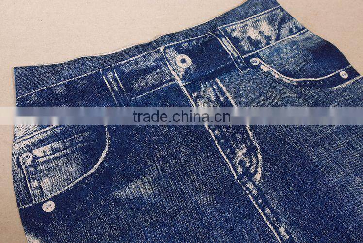 OEM Good Quality Breathable Women Fake Jeans Legging Pants for Women
