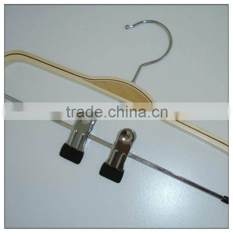 AT70 cheap wood laminated pants hanger with clip