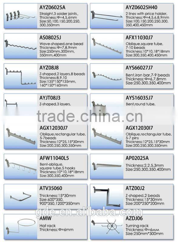 Light duty metal chrome slat wall display hook