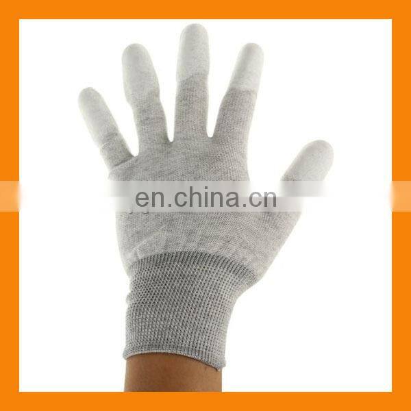 13Gauge Carbon Fiber Fingertips PU Coated ESD Top Fit Gloves