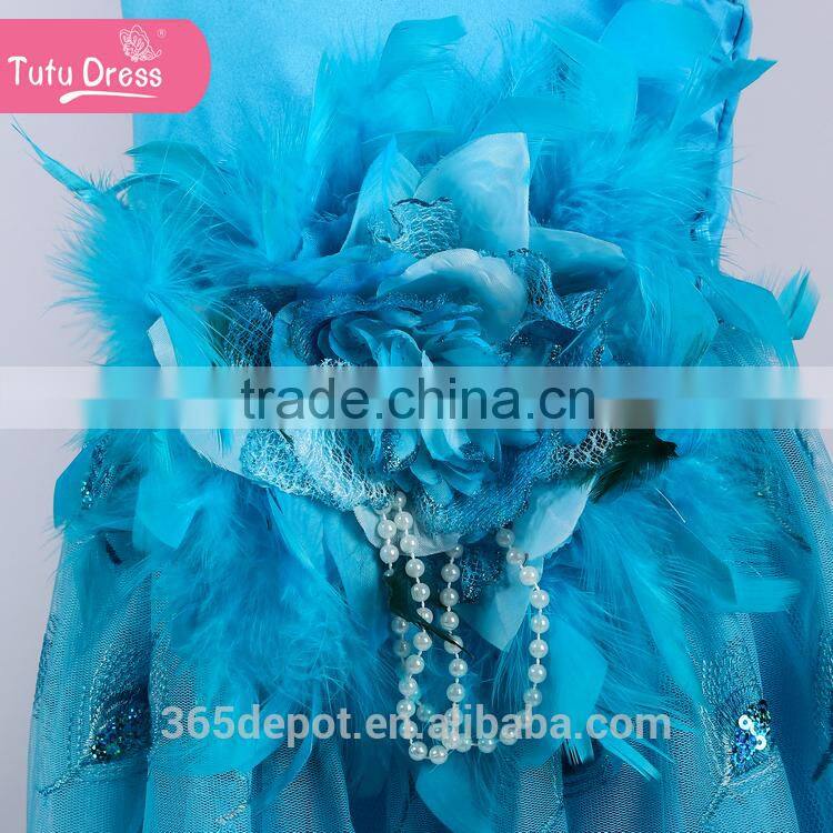 New Princess Blue Dress Up Girls Cosplay Birthday Party Dress