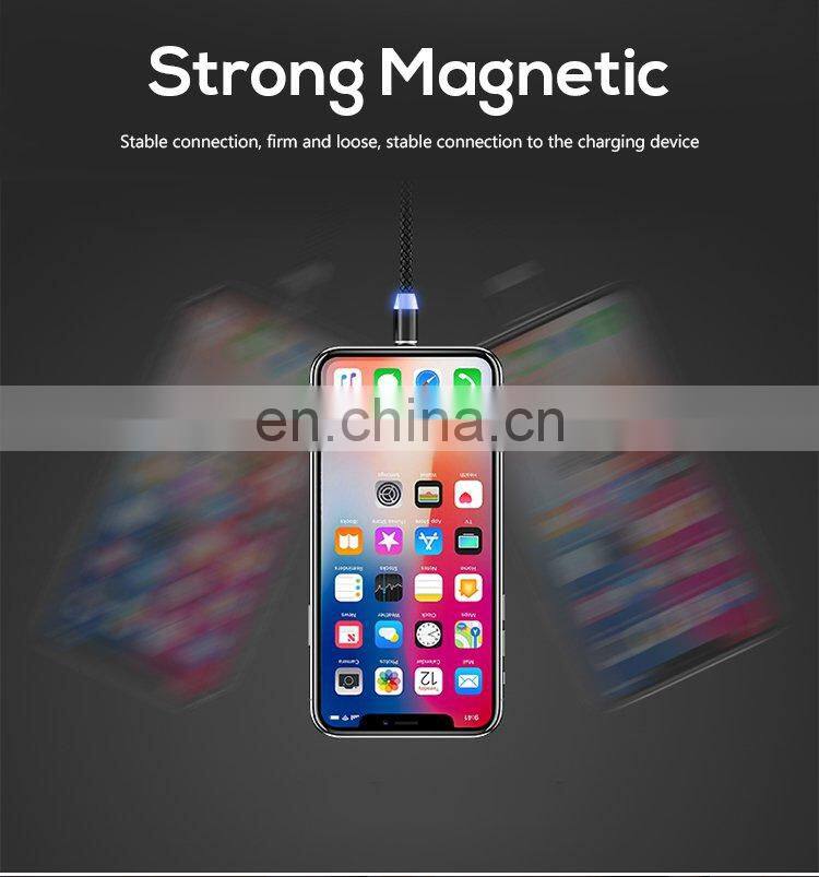 360 Degree Auto Connect Rotation Charging USB Magnet Braided Round Magnetic Cable