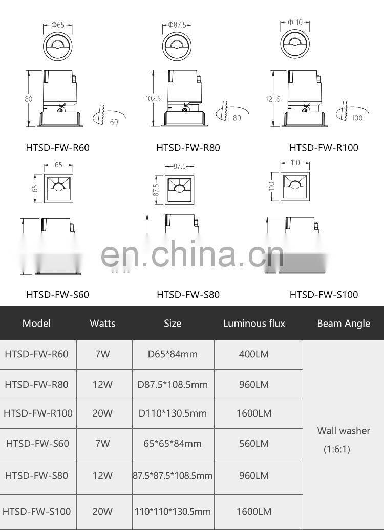 ALLWAY High Quality Indoor Ceiling Lighting 5w 7w 12w 20w Recessed 3 Color Cob Spotlight Led Spot Lamp