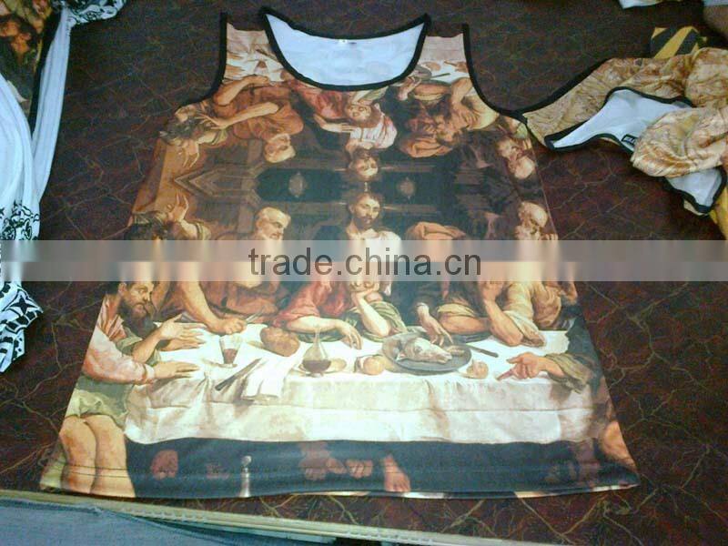 wholesale custom sublimated tank top factory,mens all over printed vest