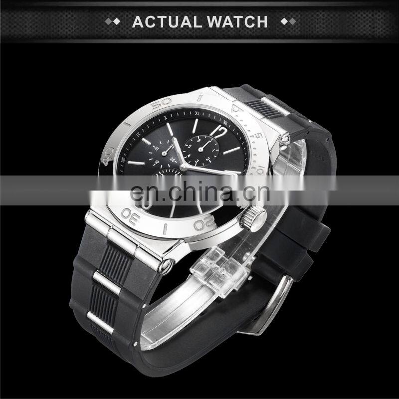 Luxury Brand Fashion Sport Style Top Quartz Watches Water Resistant Silicone Strap Men Wristwatch