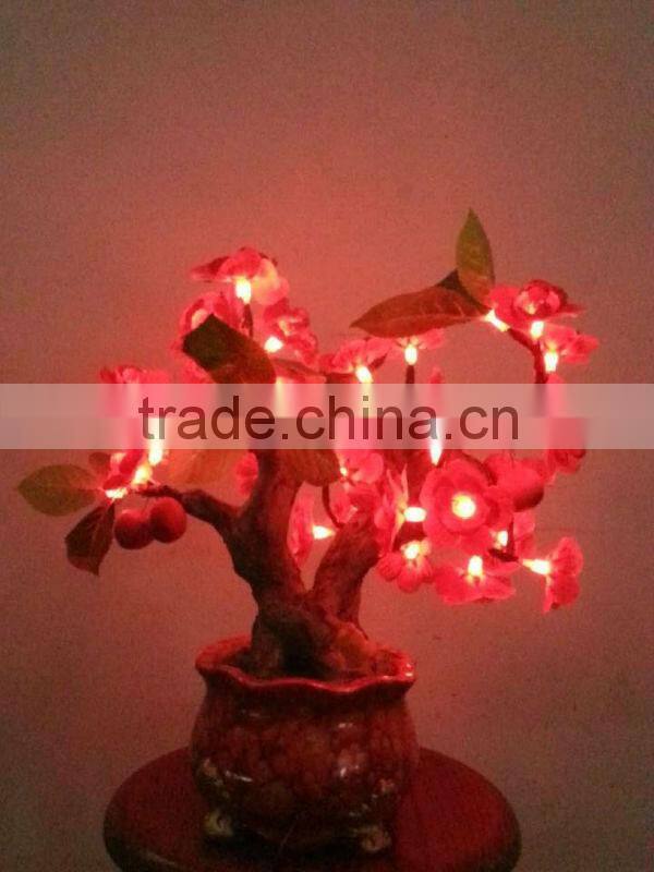 Artificial red peach blossom wall lamp