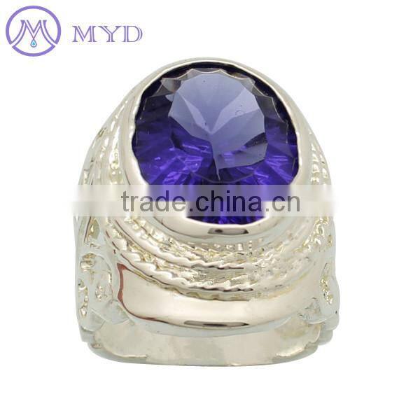 Luxury Silver Pigeon Egg Shaped Gemstone Ring Design Mens