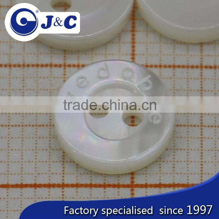 2 holes river shell white colour buttons with engrave logo