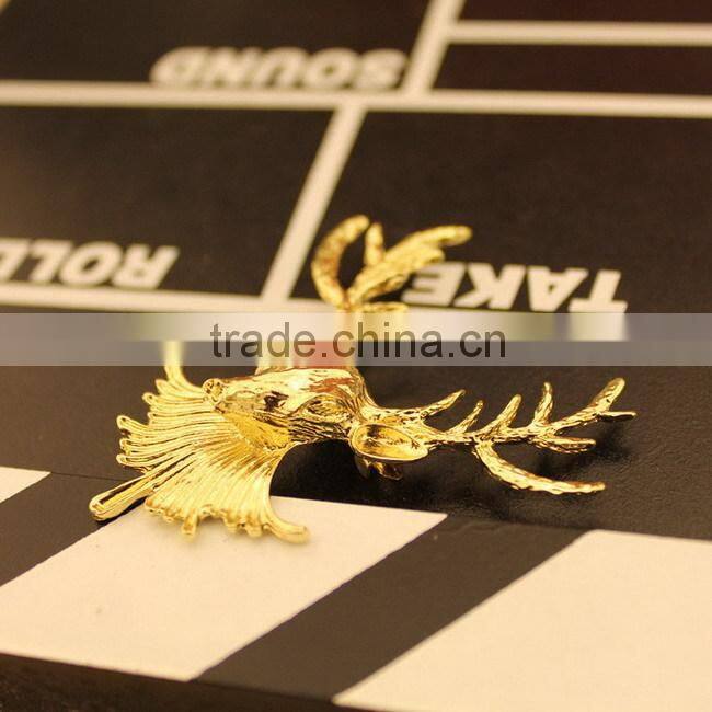 New design metal bronze elk head christmas brooch