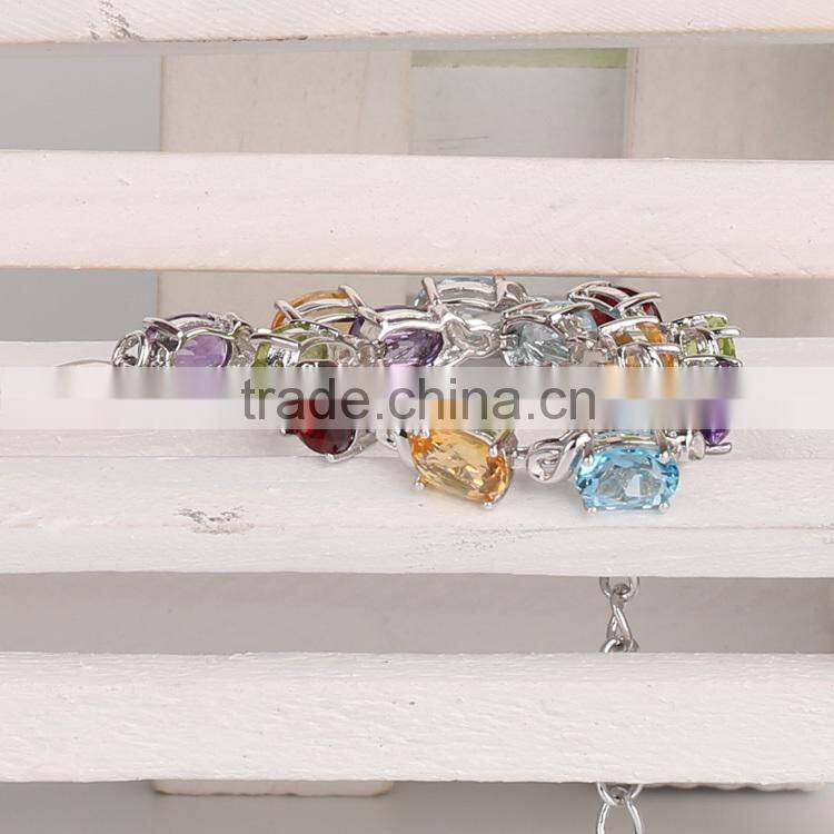 2015 china supplier fashion jewelry new product wholesale white plated natural color stone bracelets for women