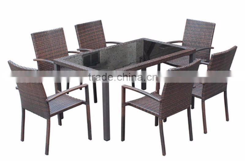 Rattan Kitchen Garden Portable Camping Outdoor Restaurant Dinning Glass Table