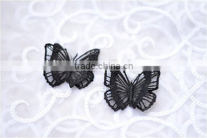 7*5cm China factory cheap sew on DIY accessory polyester organza embroidery coloruful butterfly patch