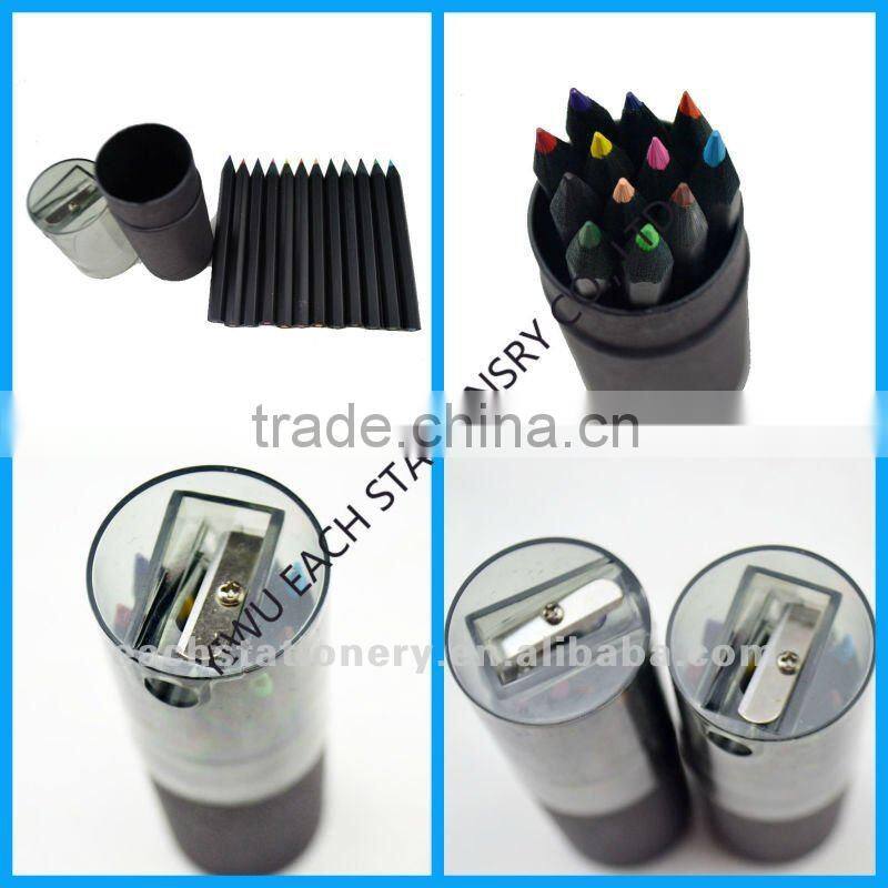 12 pcs mini black wooden color pencil tube set