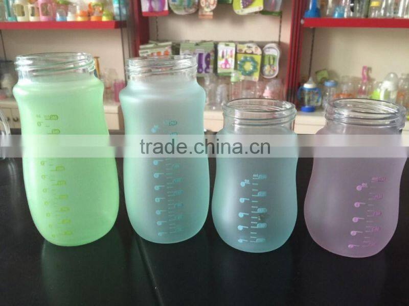 Wholesale colorful design BPA free glass feeding baby bottle