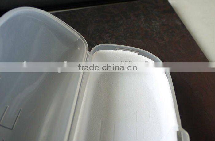 Plastic eyeglass case with logo and cloth