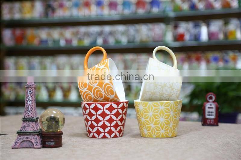 500 ml handpaiting stoneware soup mug with small dots