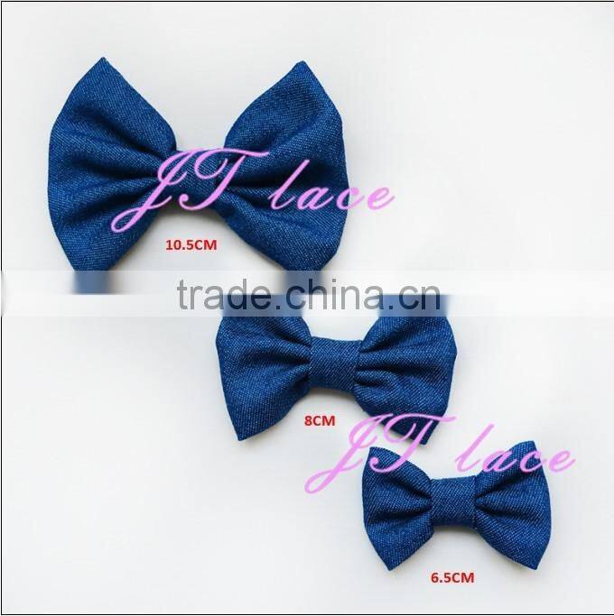 Wholesale shiny hair bow- sparkle bow- denim hair bow