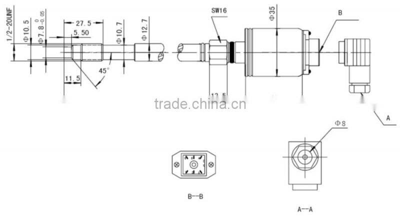 Melt pressure transducer with vertical tube , Hirschman connect