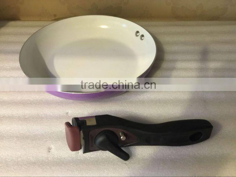Nonstick ceramic detachable handle fry pan kitchenware appliance