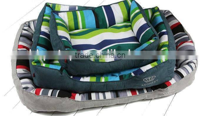 Striped Suede Pet Bed