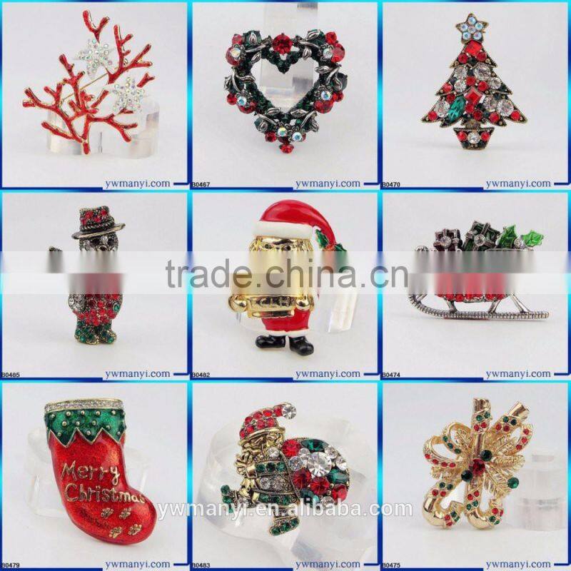 Wholesale Sapphire & Light Sapphire Crystal Rhinestone Snowflake Christmas Brooch Pins & Christmas gift B0478
