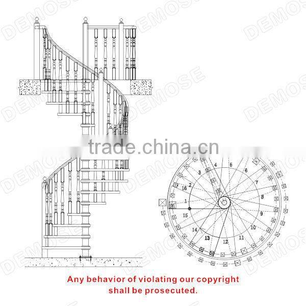 indoor prefabricated portable spiral stairs/staircase