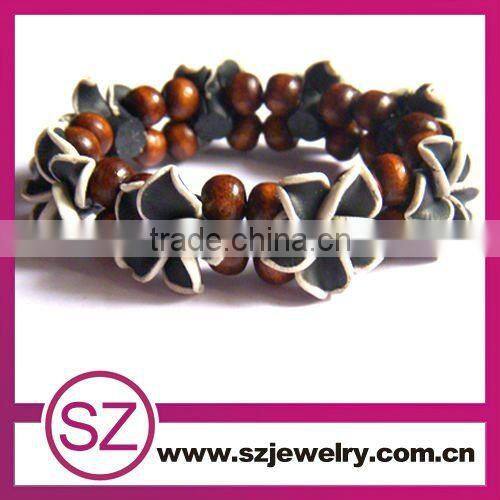 F4 hand- making polymer clay girls hand flowers bracelet 2014