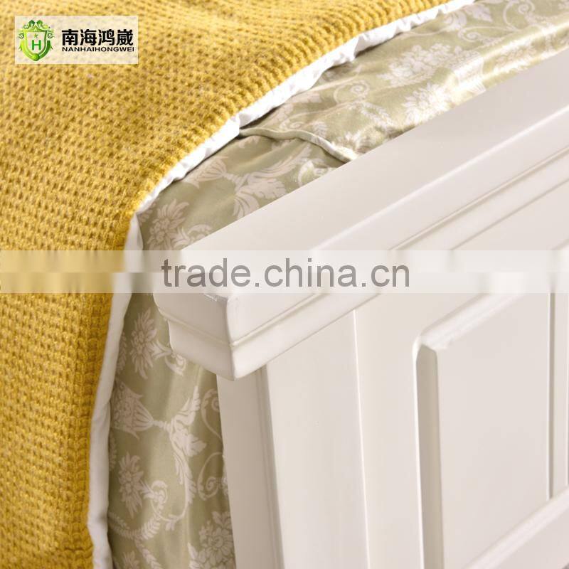 Stock Ivory White Vintage Style Modern Wooden MDF Double Bed