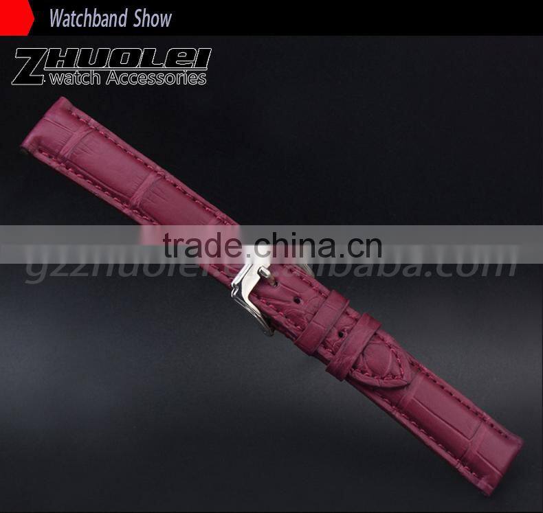 Hot fashion 18mm genuine alligator customized leather Watch strap wholesale
