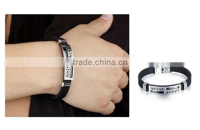 custom silicone bracelet with stainless less clasp hot-sell