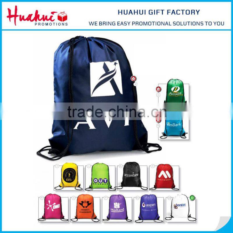 Hot Sale Customized Logo Branded Nylon Drawstring Bag