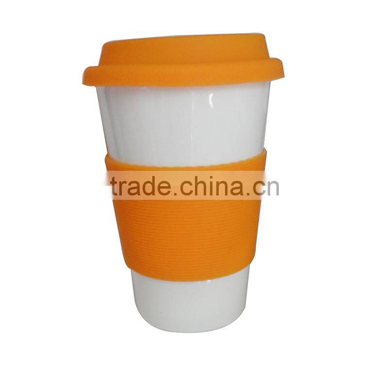 promotional gift ceramic coffee mug with silicone lid