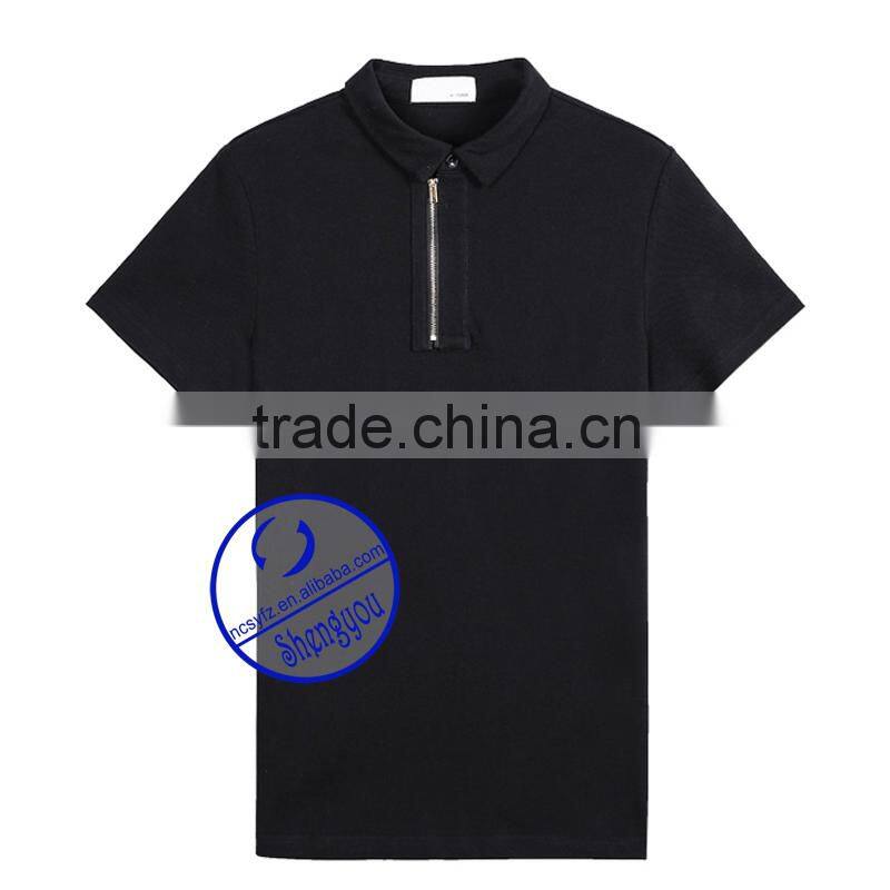 Custom Men's Blank Zipper Placket Polo Shirt