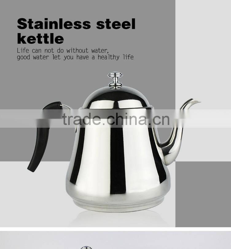 2L polished finish comfortable pouring stainless steel water kettle with filter screen and riveted PP handle
