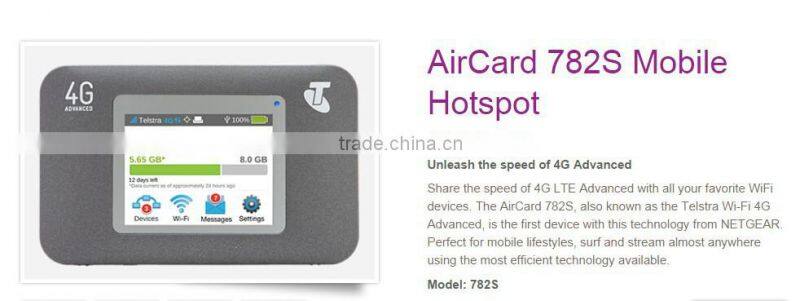 AirCard 782S Mobile Hotspot 4G Category 4 FDD-LTE Band 900 (B8) / 1800 (B3) /2100 (B1) / 2600 (B7) w/2x2 MIMO pocket wifi Modem