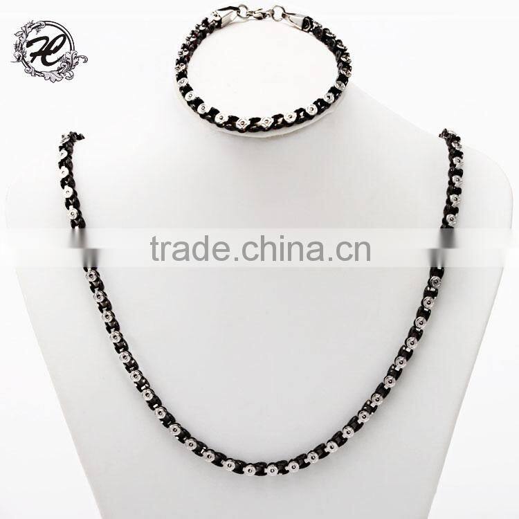 Wholesale Diamond cutting stainless steel 18k gold plated curb chain dubai gold jewelry set