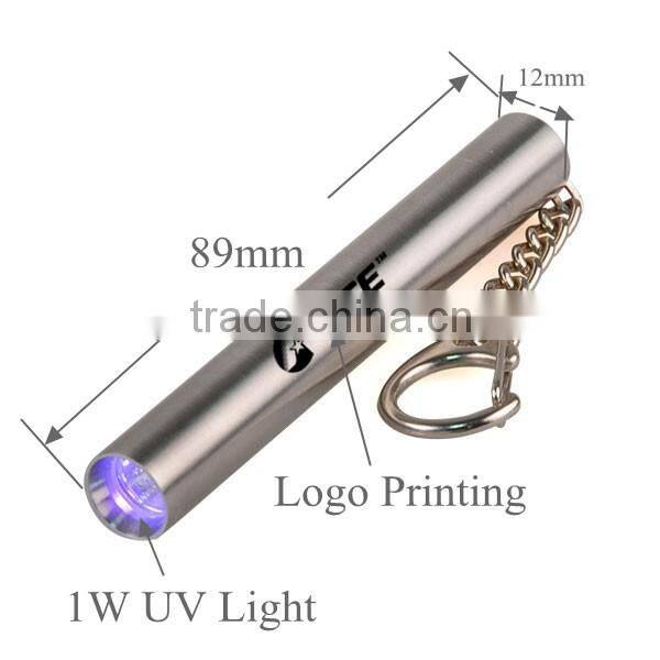AA Battery Powered Metal Key Chain Light LED UV Keychain Light