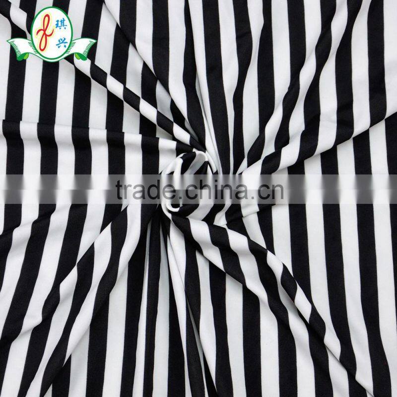 White And Black Strip Common Design Spandex Nylon Mechanical Stretch Lingerie Jersey Fabric