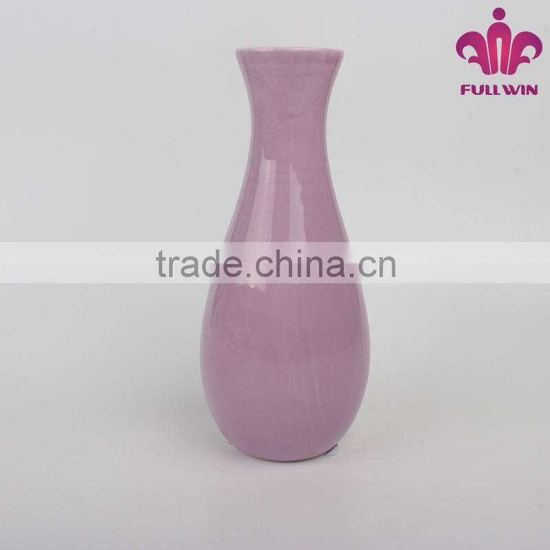 home decoration oval ceramic flower vase with purple color