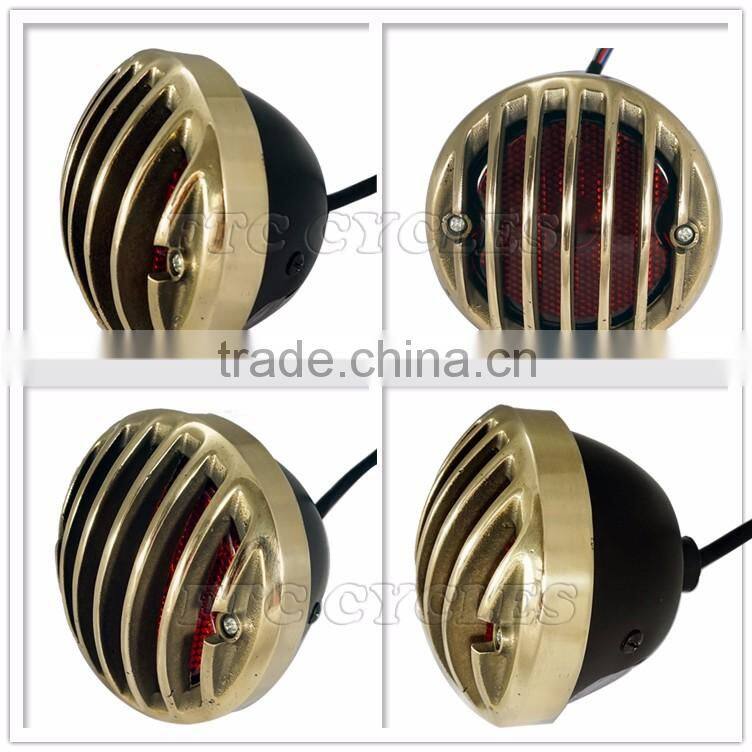 Solid Brass Grilled Heavy Duty Tail light for Harley Cafe Racer