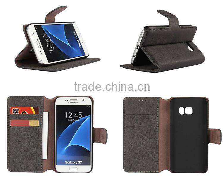White PU leather cell phone case with wallet and card slots for samsung galaxy S7/S7 edge