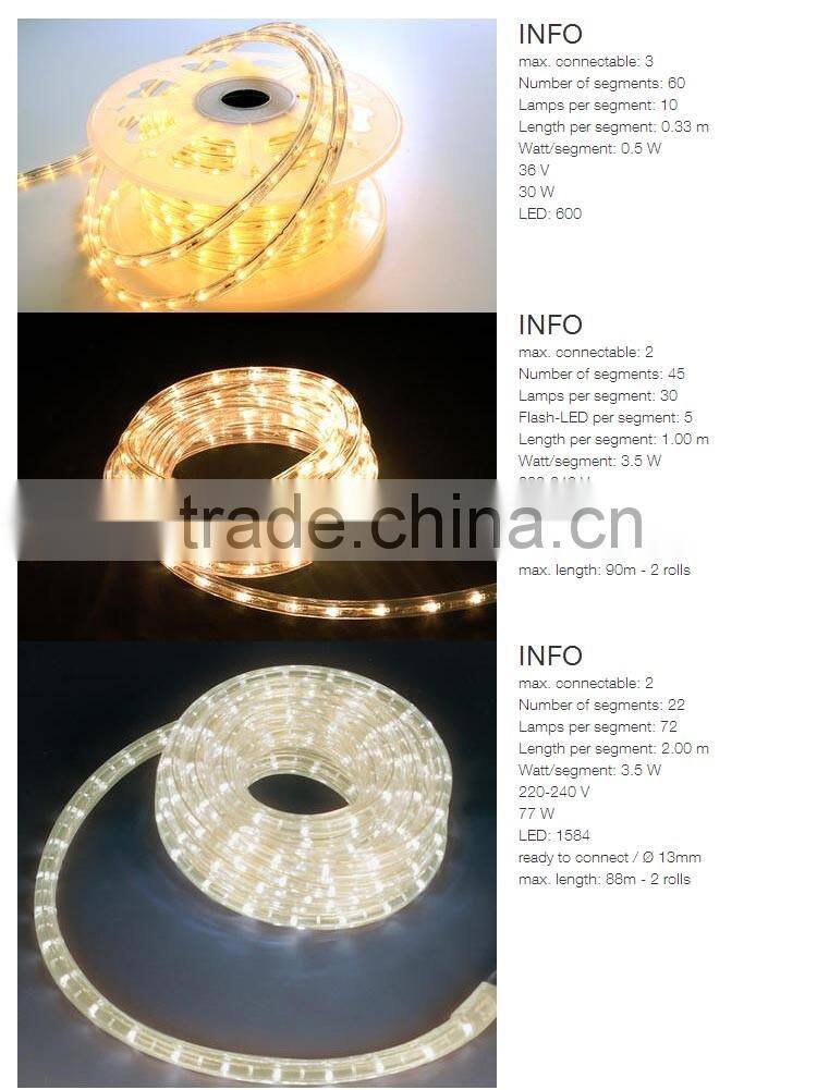 blue color christmas decorative led rope lights round rope light